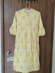 Yellow Floral Print Kurta