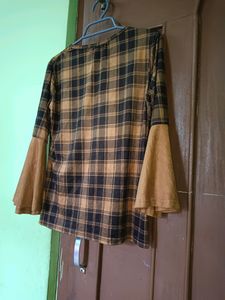 Beautiful Brown And Black Checked Stylish Top