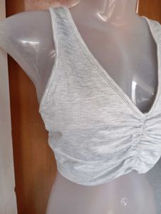 Ruched Grey Tank Top