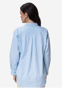 Oversized Blue Striped Cotton Shirt