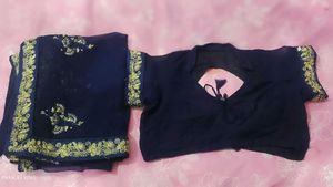 Embroidered Blue Saree