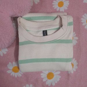 Green Stripped Slim Fit T-Shirt