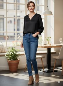 Elegant Black V-Neck Blouse