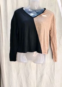 Color Block V-Neck Long Sleeve Top
