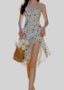 Floral Print Summer Dress with High Slit