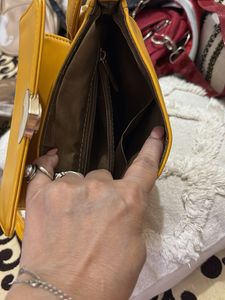 Cute Mustard Yellow Heart Accent Bag