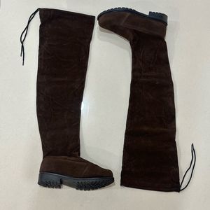Brown Suede Over-the-Knee Boots