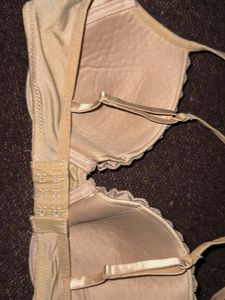 Comfortable Beige Lace Trim Bra