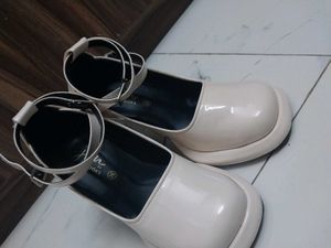 Cream Platform Block Heels