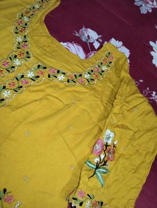 Embroidered Yellow Kurta