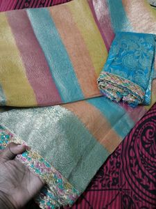 Sale New Saree Crush Multicolour With Border