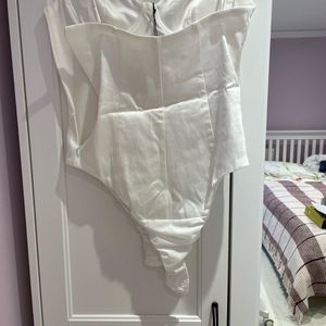 Zara Elegant White Corset Bodysuit