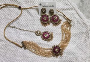 Majenta Pink Premium Crystal Bead Necklace