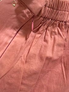 Elegant Pink Kurta with Gold Stripes