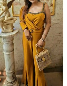 Mustard One-Shoulder Jumpsuit