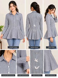 Chic Striped Peplum shirt pattern top