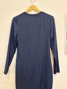 Navy Blue Long Sleeve Mini Dress