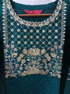 Emerald Green Embroidered Kurti