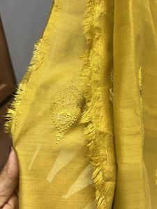 Elegant Yellow Embroidered material use to dresse