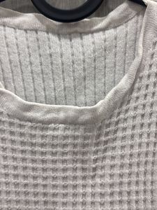 White Waffle Knit Sleeveless Top