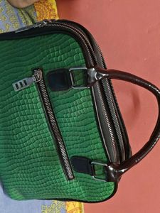 Vibrant Green Textured Handbag