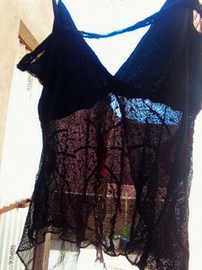 Stylish Black Lace Embellished top