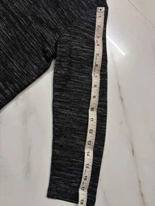 Marled black Grey Long Sleeve Top