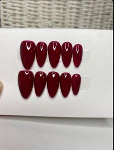 Handmade Burgundy Almond Shape Nails
