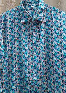 Blue Floral Print Short Sleeve Shirt and Suit