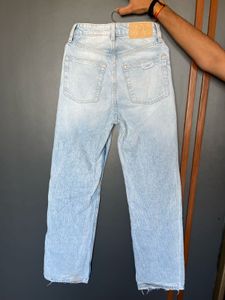 Light Wash Distressed Wide Leg Jeans