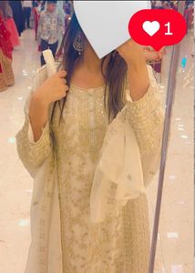 Elegant Cream Kurta Set with Gold Embroidery