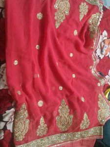 Red Embroidered Georgette Saree
