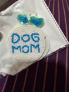 Beaded "Dog Mom" Dangle Earrings