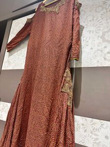 Elegant Printed Kurta gown with Cold Shoulder
