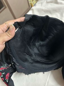 Floral Print Black Bra