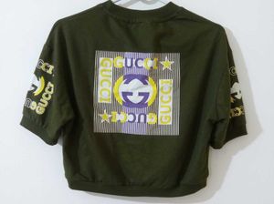 Stylish Gucci Print Cropped T-Shirt