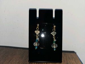 Handmade Heart Drop Earrings with Crystal Beads