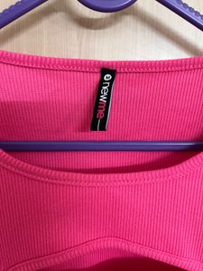 Hot Pink Ruched Cutout Dress