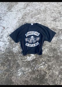 Black T-Shirt with Skull and Wings Graphic