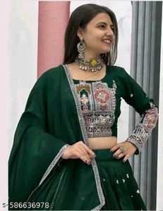 Stunning Green Embroidered Lehenga Choli Set