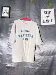 White Graphic Print Oversized T-Shirt