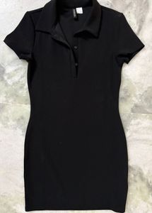 Classic Black Collared Mini Dress