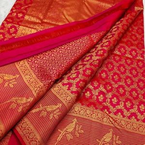 Red &amp; Gold Brocade Saree