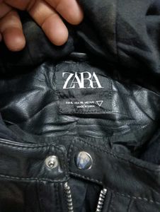 Zara Men lather hoodie jacket made in (spain)