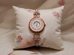Elegant Rose Gold Watch with Crystal Accents
