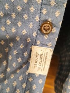 Men's Printed Blue Long Sleeve Shirt