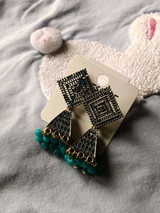 Stunning Teal Jhumka Earrings