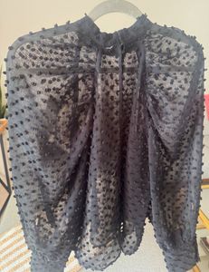 Chic Zara Black Textured Sheer Blouse