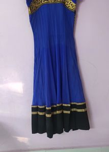 Blue Golden Anarkali Beautiful Gown