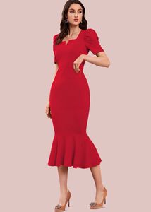 Elegant Red Mermaid Hem Dress